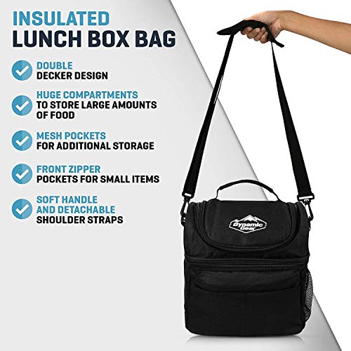 Dynamic Gear Refrigerated Lunch Box Tote Bag, Large, Adults/Men/Women, Insulated, Mesh Pockets, For Travel, Work, Picnic, Camping!