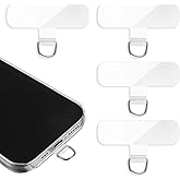 Sorcristy Transparent Phone Tabs, 4PCS Phone Lanyard Patch for Phones Strap Cellphone Lanyard Without Adhesive for Smartphone Full Coverage Case (T Type - Silver Buckle)