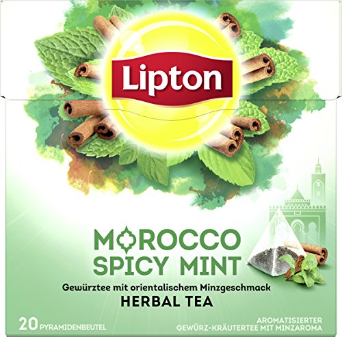 Lipton Kräutertee (für einen orientalischen Teegenuss Marokkanische Minze aus nachhaltigem Anbau) 20 Pyramidenbeutel 1…