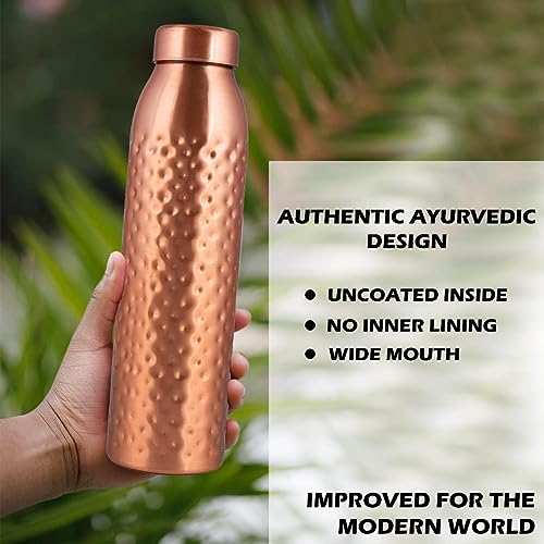 NORMAN JR. Gift Set: 3 Pure Hammered Copper Bottles (1L) - Ayurvedic Copper Bottles Set for Men and Women - Ideal for Father's Day, Mother's Day and Christmas