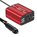 WINTEKD 150W Car Power Inverter DC 12V to 110V AC Converter with 3.1A Dual USB Charger Adapter (Red)