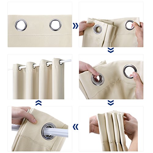 image for SONGMICS 2 Panel Set Blackout Curtain Thermal Insulated Window Drapes 