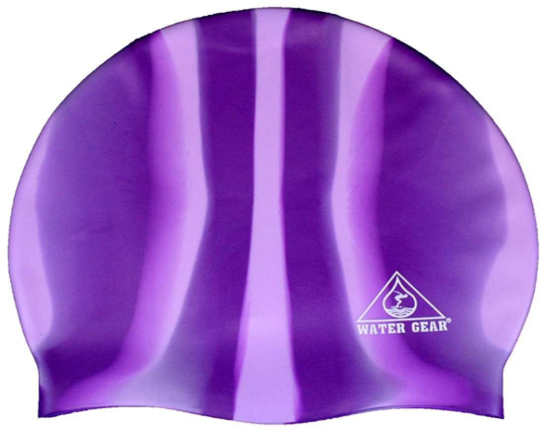 Water Gear Jazz Silicone Swim Cap Purple/White Candy Stripe