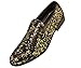 Amali Mens Smoking Slipper Dress Shoes Metallic and Paisly Velvet Styles Morris