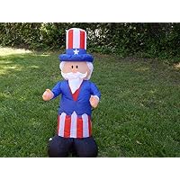 Gemmy Airblown Inflatable Patriotic Uncle Sam with Top Hat July 4th Life Sized Decoration - 4-foot Tall