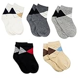 Laluna Kids Boys Cotton Dress Crew Socks 5 Pairs Value Pack Assorted Colors Medium