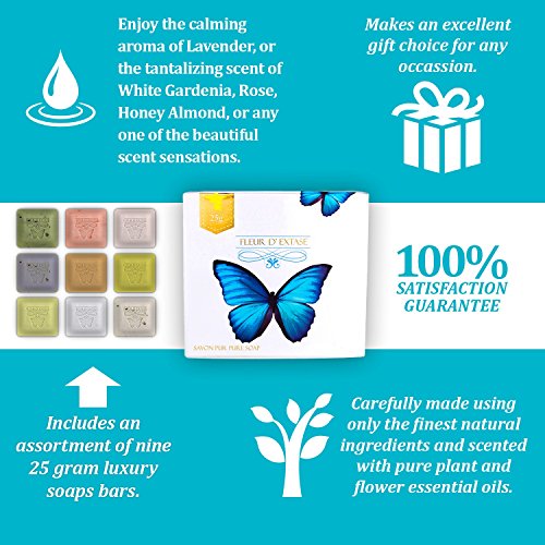 Fleur D' Extase (Ecstacy) Soap 9 Individually Wrapped 25 Gram Bars Of