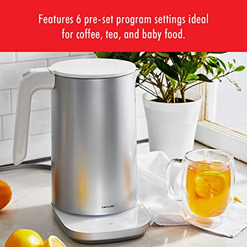 ZWILLING Enfinigy Cool Touch 1.5Liter Electric Kettle Pro, Cordless Tea Kettle & Hot Water