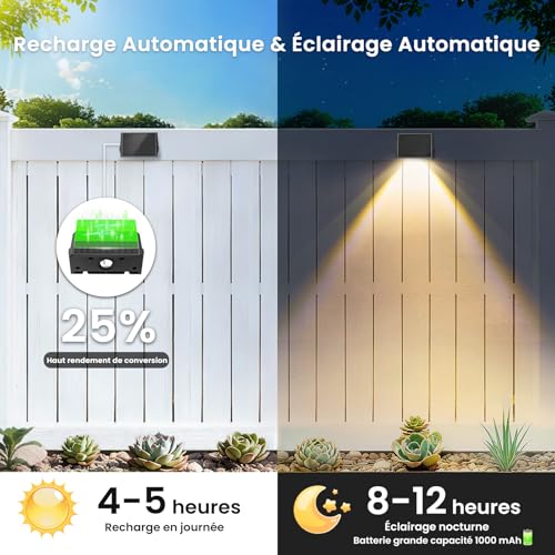 Delaiglow Set of 6 LED Outdoor Solar Light Up and Down Warm White Powerful Lighting 1000mAh IP67 Waterproof Lamp for Home, Garden, Patio