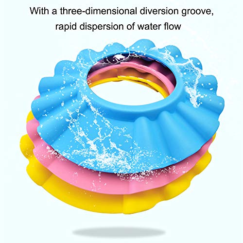 LUCKSTAR Baby Shower Protection Cap -Adjustable Baby Kids Children Safe Shampoo Bathing Shower Hat Waterproof Elastic Ring Hat Baby Bath Visor Cap for Toddler, Infant (Blue) - Thumbnail 2