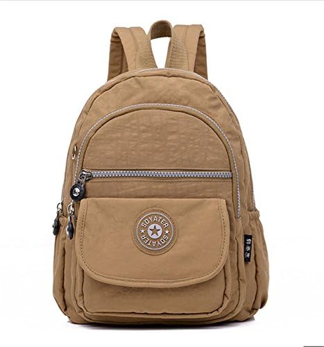 Kecartu Girls Lightweight Waterproof Nylon Backpack Durable Small Travel Daypack Khaki