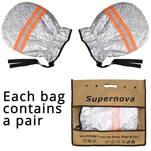 Supernova Universal Car Side Mirror Cover, Windshield Side View Mirror Covers for Ice Snow and Frost Guard, Fit for Most of Cars, Mid-Size Vehicles, Minivans, SUVs - New (1 Pair)