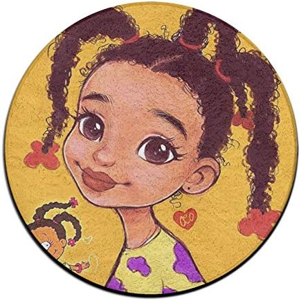 XTingIy Cute Black African Girl Doll Home Life Flannel Non-Slip BathroomRound\r\n Rug Mats Soft