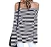 Womens Sexy Off The Shoulder Tops Long Sleeve Shirts Striped Juniors Casual Tops NavyStripes XL