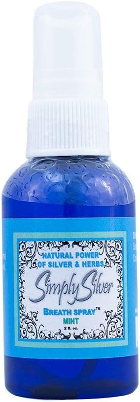 Simply Silver Breath Spray Peppermint Flavor--All Natural Colloidal Silver Spray that doubles as a Hand Sanitizer