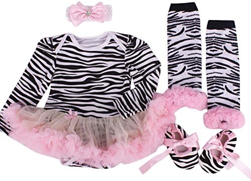 Spring Autumn Long Sleeve Tutu Dress Props Leopard Bodysuits Newborn Infant Girls Zebra Jumper Dress (L:6-12month)