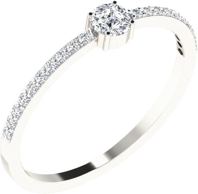 0.20ct Real Diamond Ring 92KT Sterling Silver White Amazon.co.uk