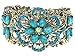 Alilang Vintage Inspired Flower Dragonfly Blue Bangle Cuff Bracelet