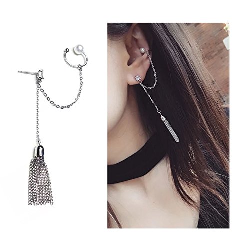 Ear cuff chain earrings wrap dangle long tassel earring…