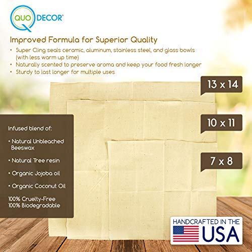 Reusable Beeswax Wrap 4 Pack, Eco Food Covers Super Cling Non-Plastic Dye Free, Odor Free Bees Wax 0 Waste Products, Eco-Wrap Biodegradable, Unbleached Cloth Sandwich, Cheese Wrapping - Thumbnail 2