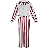 GoodTHskycos Terrifying Killer Clown Costume Outfits Horror Movie Cosplay Jumpsuit with Mask for Halloween