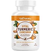Vital Turmeric Curcumin Supplement – 1310 mg Blend with 95% Curcuminoids & Curcumin with Black Pepper – Joint, Brain, Immune & Anti-Aging Support – Non-GMO, Gluten-Free – 30 Day Supply