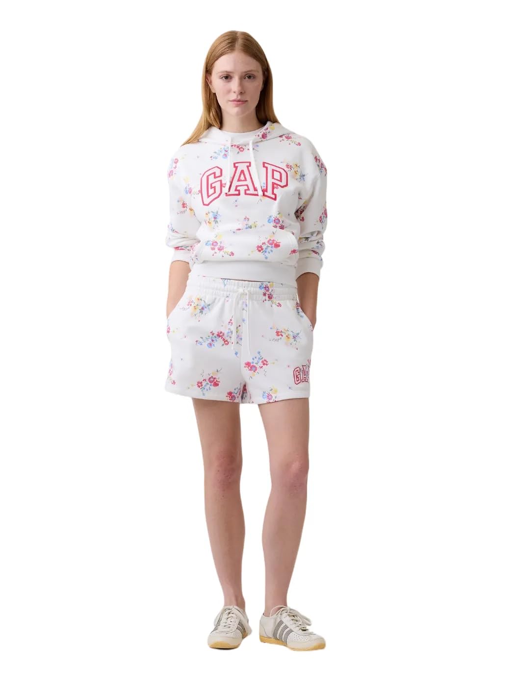 GAP Womens Logo Short White Floral Print XXL
