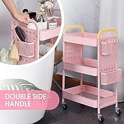 TOOLF 3-Tier Utility Cart, Metal Rolling Storage