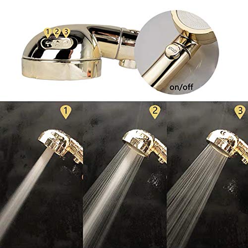 Nosame Shower with Hose Holder,High Pressure Handheld Shower Head with ON/Off Pause Switch 3-Settings Water Saving Showerhead, Chrome Finish Bathroom Shower Accessories