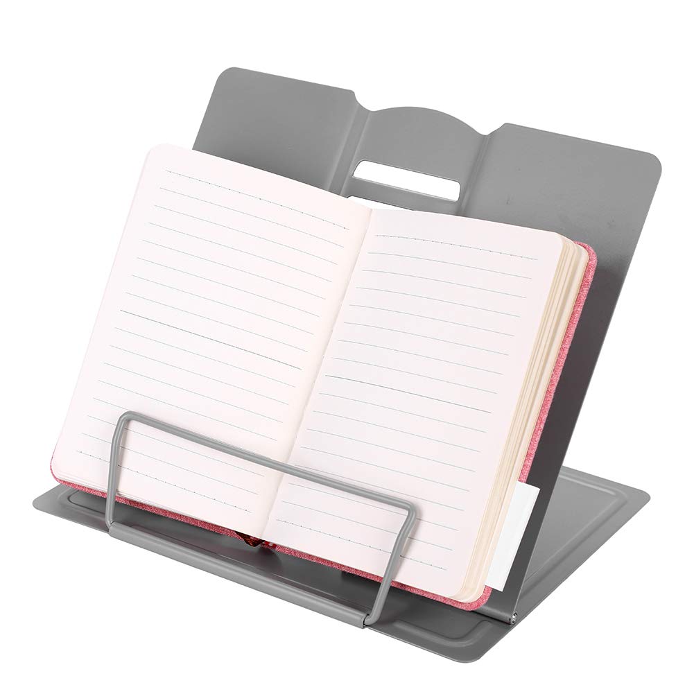 Metal Book Stand Adjustable Cook Book Stands Folding Lightweight Reading Book Holder Document Textbook Holder Anti-Slip Stable Bookend Bookrest Tablet Holder for Home Office School