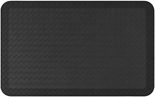Standing Comfort Anti Fatigue Mat: Foam Ergonomic Standing Floor Mat - Non Slip Cushioned Kitchen Mat - Anti-Fatigue Standing Desk Pad - Durable & Stain Resistant Top - 20" x 32" - Basic Black
