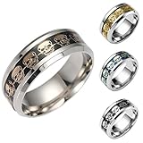 Rosemes 8mm Titanium Wedding Band for Men with Skull Pattern Beveled Edges Stainless Steel Rings