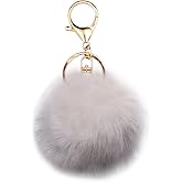 jtkdxqs Pom Pom Keychain Soft Artificial Rabbit Fur Plush Fluffy Ball Key Ring for Women