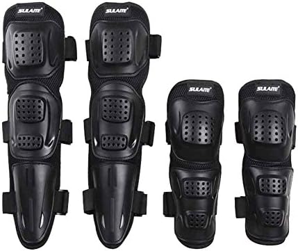 Yayoshow 4Pcs Elbow Knee Pads Shin Armor Protect Guard Pads Kit ATV Motocross Motorcycle Protective Kits