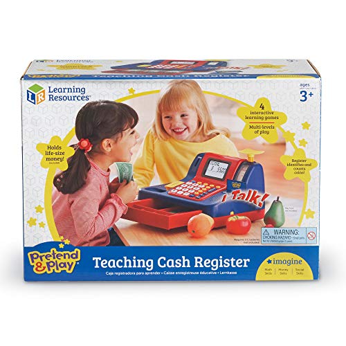 Learning Resources Pretend & Play Teaching Cash Register, 73 Piece Set