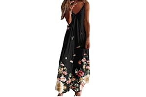 TARIENDY Boho Summer Dress for Women 2023 Flutter V-Neck Dresses Sexy Floral Beach Sundresses Vintage Sling Long Sundress