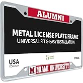 Desert Cactus Miami University Ohio Car Accessories Redhawks Metal License Plate Frame and Tag Holder for Front or Rear of Car (Alumni)