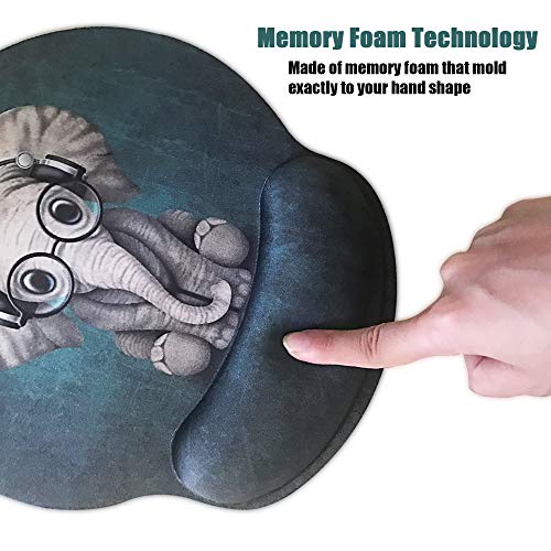 Ergonomic Mouse Pad with Wrist Support,Dooke Cute Wrist Pad with Non-Slip Rubber Base for Computer, Laptop, Home Office Gaming, Working, Easy Typing & Pain Relief, Elephant