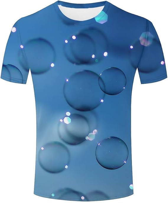 Amazon Tシャツの男性と女性の半袖3dプリントバブル画像ファッションシンプルなカジュアルな夏の半袖ユニセックス B L Tシャツ カットソー 通販