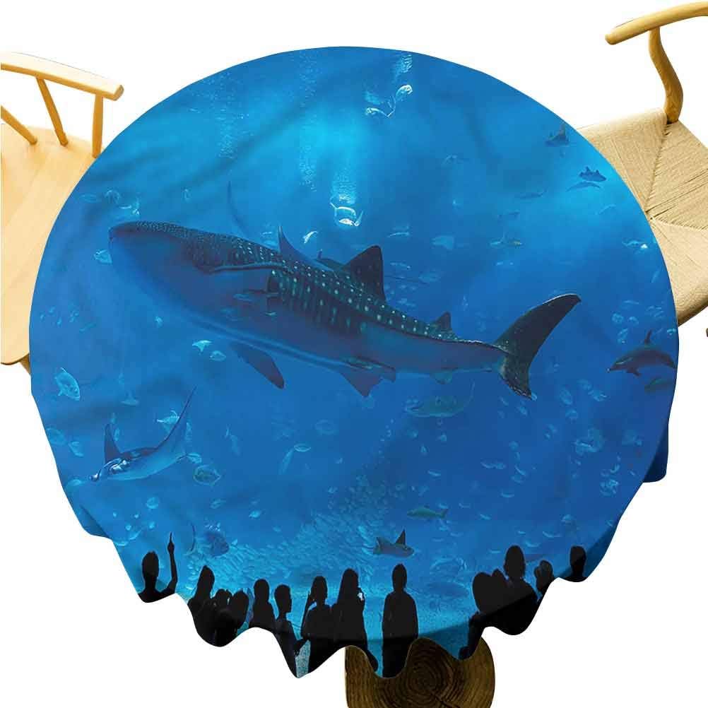 Zara Henry Shark Anti-Wrinkle Tablecloth Aquarium Park and People Outdoor Round Tablecloth D 54"