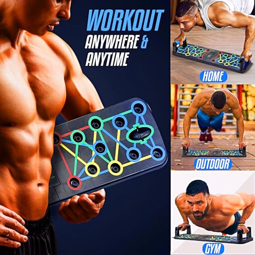 aishini Portable Workout Equipment - 15 in 1 Push Up Board with Pull Up Bar Handles - Upper Body Workout Tool Fitness - Floor Exercise Equipment for Home Gym Workout for Chest, Arm, and Muscle Workout
