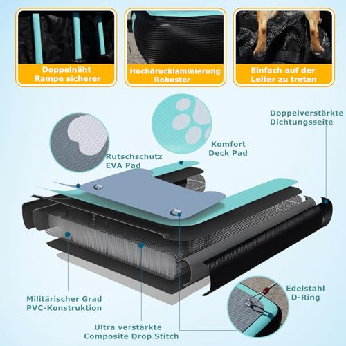 SERMEJO Cani Rampa Gonfiabile Rampa per Cani Piscina 150x100 cm Hundeboot Schwimminsel per Hunde Catzen fino a 100 kg Fluss Seen