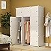 KOUSI Portable Clothes Closet Clothing Storage Plastic Dresser Shelves Armoire Wardrobe Moving Boxes Rack Bins Shelf Closet for Bedroom Organizers and Storage, White, 6 Cubes 2 Hanging Sections