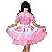 GOceBaby Women Sissy Maid Lockable Pink Satin Dress Costume Crossdress Pleated Style - Large