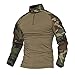 MAGCOMSEN Tactical Military Combat Long and Short Sleeve Slim Fit Camo Shirt with Zipper, Woodland, US Medium