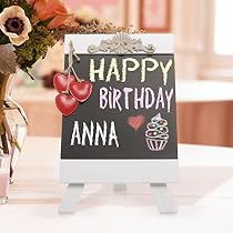White Wooden Easel Style Tabletop Chalkboard Memo Message Sign Board w/ 3 Heart Ornaments - MyGift&reg;