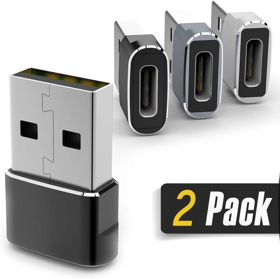 USB C Female to USB Male Adapter, Accerzone 2Pack Type-C to USB A Fast Charging Sync Connector OTG Adapter, Compatible with Laptop, Power Banks, Wall Car Charger with USB A Interface (Black)