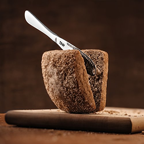 DIVIPAL Stainless Steel Butter Knife Multifunction with Serrated Edge Shredding Slots