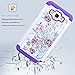 Core Prime Case, Elegant Choise Slim Dual Layer Armor Studded Rhinestone Bling Phone Case Cover with Flower Pattern for Samsung Galaxy Core Prime/Prevail LTE G360 (White+Purple)