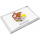 Perdecor Illinois Flag Sticker Emblem Decal Car Chrome Flags, 2 Pack, 3 x 2 inches